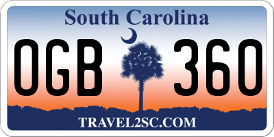 SC license plate OGB360