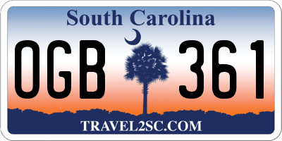 SC license plate OGB361