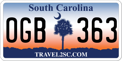 SC license plate OGB363