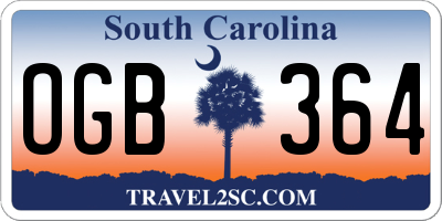 SC license plate OGB364