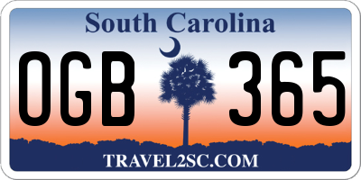 SC license plate OGB365