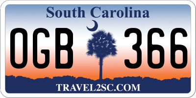 SC license plate OGB366