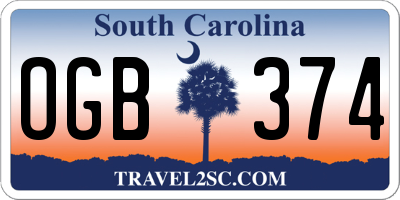 SC license plate OGB374