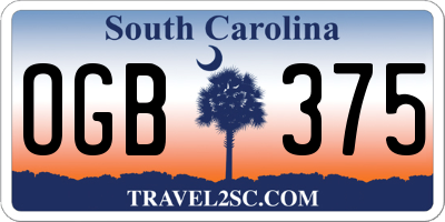 SC license plate OGB375