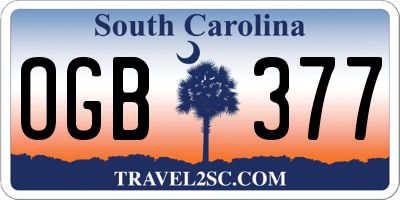 SC license plate OGB377
