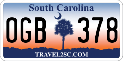 SC license plate OGB378