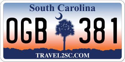 SC license plate OGB381