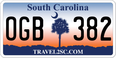 SC license plate OGB382