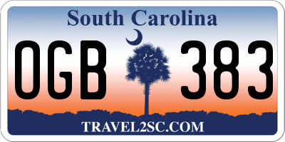 SC license plate OGB383