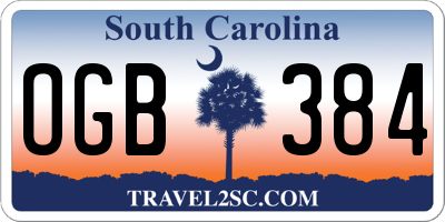 SC license plate OGB384