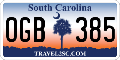 SC license plate OGB385