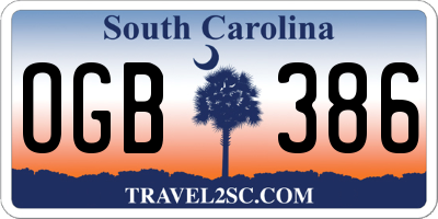 SC license plate OGB386