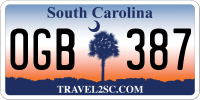 SC license plate OGB387