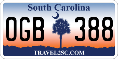 SC license plate OGB388