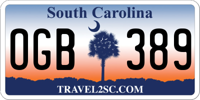 SC license plate OGB389
