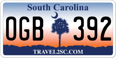SC license plate OGB392