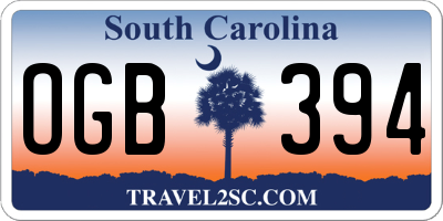 SC license plate OGB394
