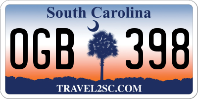 SC license plate OGB398