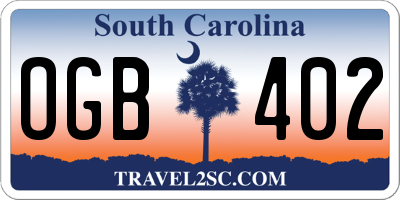 SC license plate OGB402