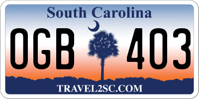 SC license plate OGB403