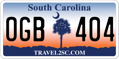 SC license plate OGB404