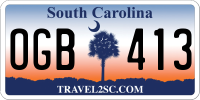 SC license plate OGB413