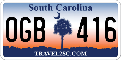 SC license plate OGB416