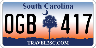 SC license plate OGB417