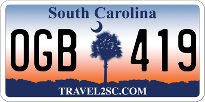 SC license plate OGB419