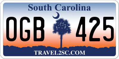 SC license plate OGB425