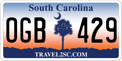 SC license plate OGB429