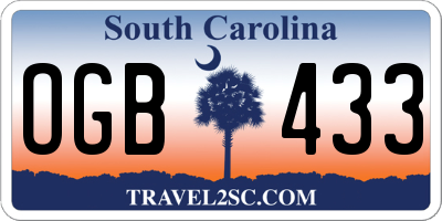 SC license plate OGB433