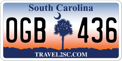 SC license plate OGB436