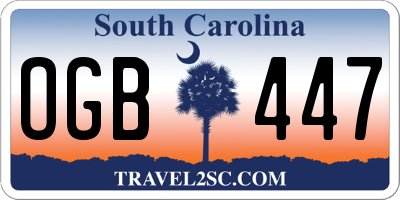 SC license plate OGB447