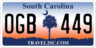 SC license plate OGB449