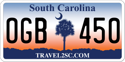 SC license plate OGB450