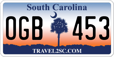 SC license plate OGB453
