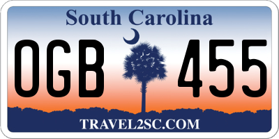 SC license plate OGB455