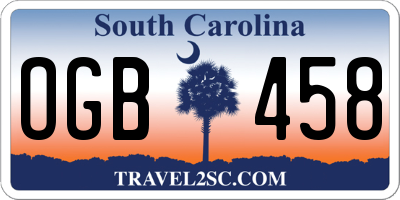 SC license plate OGB458