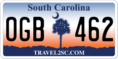 SC license plate OGB462