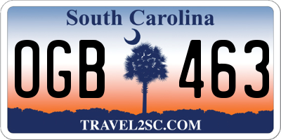 SC license plate OGB463