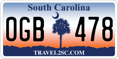 SC license plate OGB478