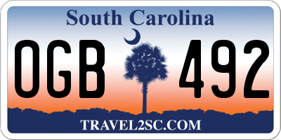 SC license plate OGB492