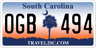 SC license plate OGB494
