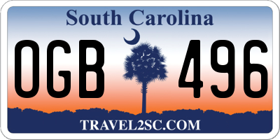 SC license plate OGB496