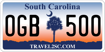 SC license plate OGB500
