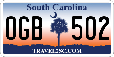SC license plate OGB502