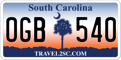 SC license plate OGB540