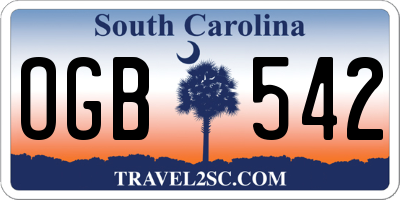 SC license plate OGB542