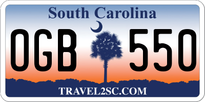 SC license plate OGB550